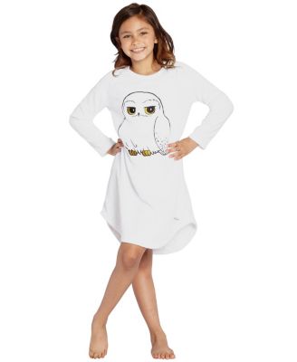 Girls Pajama Hedwig Owl Micro Raschel Fleece Long-Sleeve Hi-Lo Nightgown