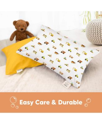 2-Pack Toddler Pillowcases for 13x18 Pillow, Organic Cotton Kids Pillow Case Cover for Sleeping, Soft & Durable