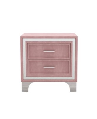 Mid-Century Velvet Nightstand, Pink