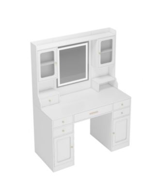 Streamdale Vanity Table Set with Mirror, 6 Drawers & Shelves