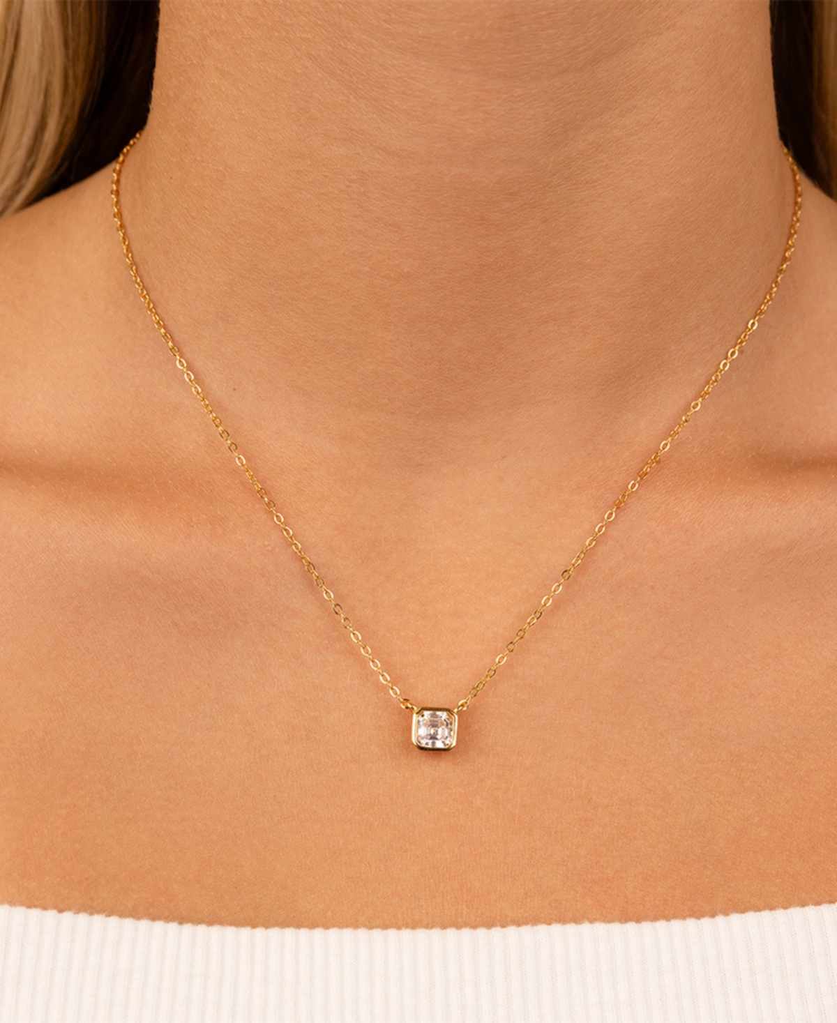 Sterling Forever Asscher Bezel Set Pendant