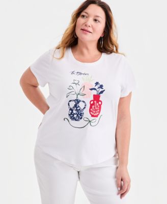 Plus Size Perfect Crewneck Short-Sleeve Top