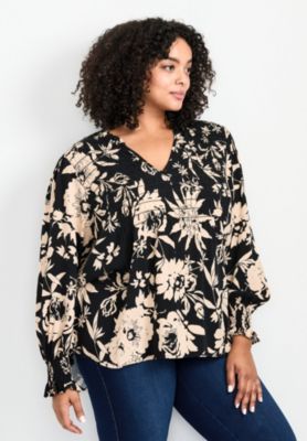 Women's Plus Size Marcie Shirred Detail Blouse Tops