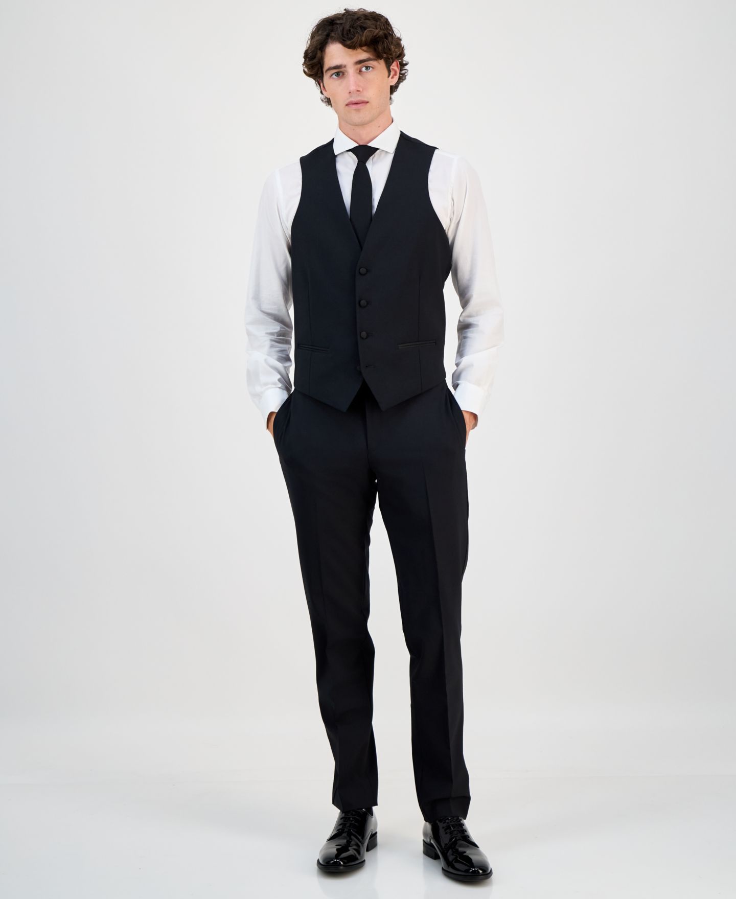 Мужской жилет Bar III Slim-Fit Tuxedo Vest Separates, цвет: Чёрный — фото 3