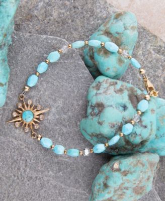 Celestial Blue Turquoise Golden Beaded Bracelet