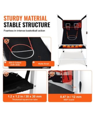 Arcade Cage Basketball Game, 2-Player Indoor Dual Shot with 5 Balls, 8 Game Modes, Electronic Scoreboard and Pump (Black & White