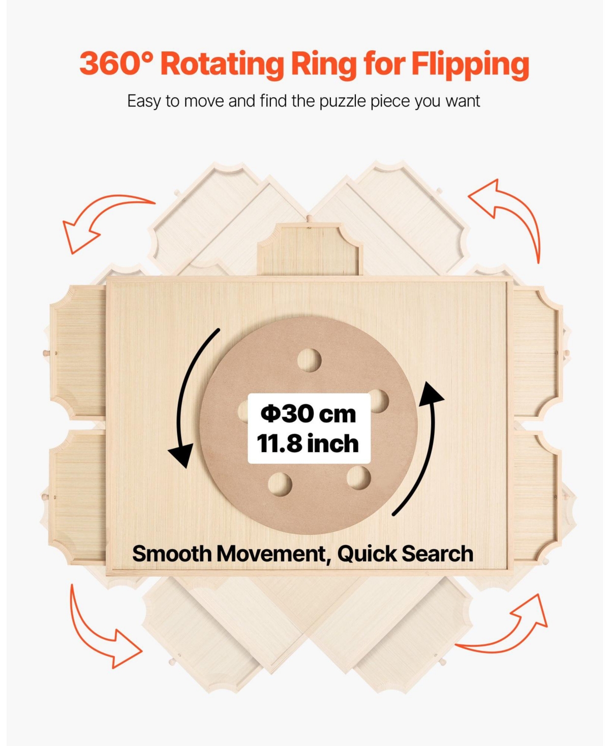 Mecale 1000-Piece Rotating Puzzle Board with 5 Drawers and Cover, 29x21 in Portable Wooden Jigsaw Table for Adults