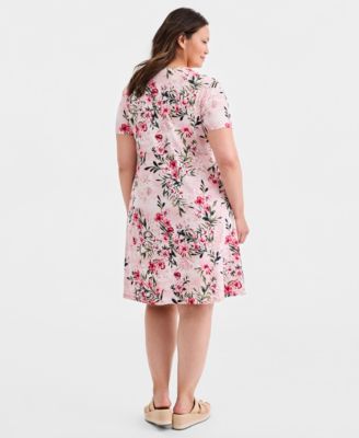 Plus Size Round-Neck Short-Sleeve T-Shirt Dress