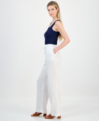 Women's 100% Linen Drawstring Pants, Created for Macy's