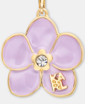 Gold-Tone Enamel Flower Logo Drop Earrings