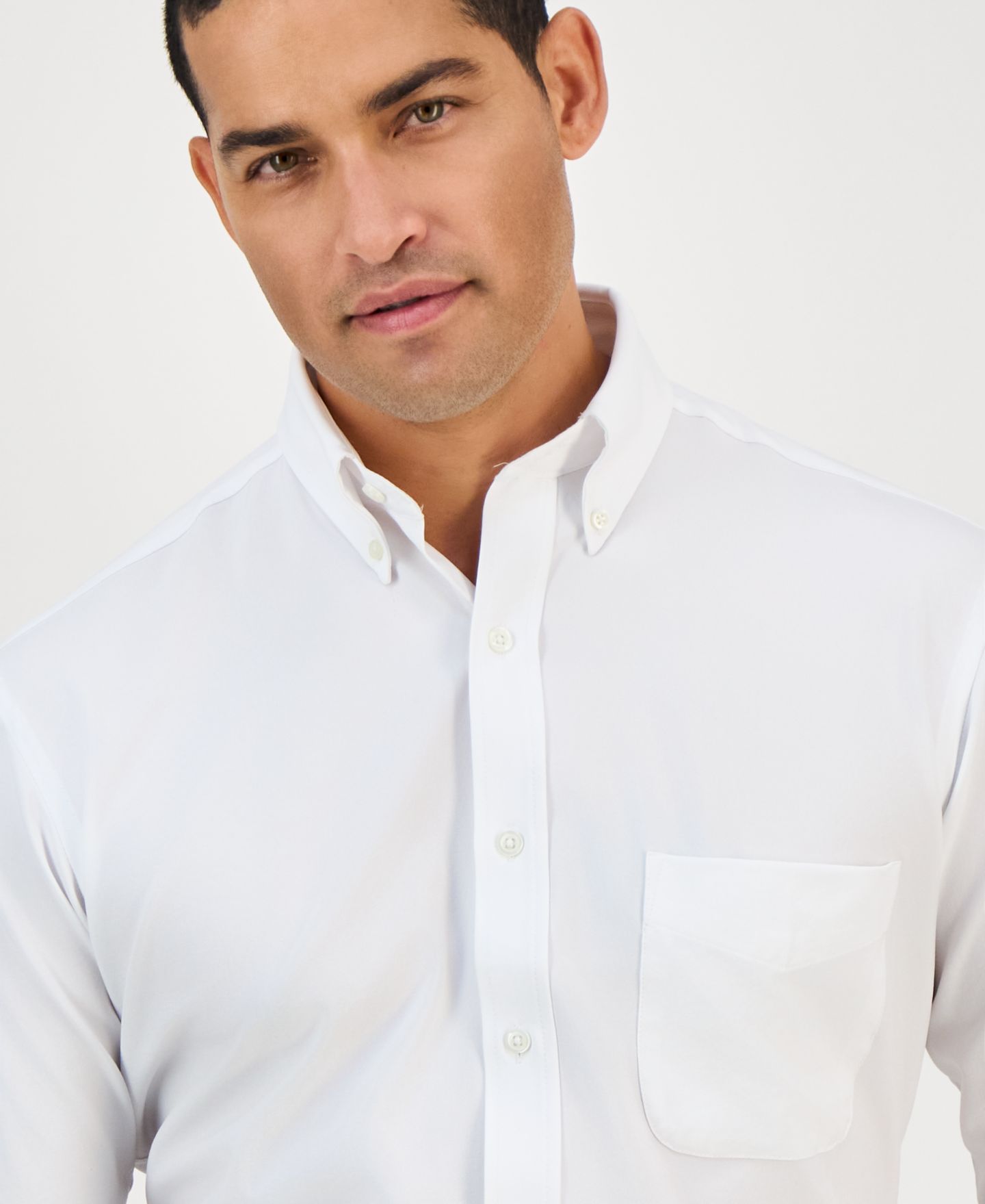 Мужская рубашка Club Room Regular Fit Traveler Dress Shirt, цвет: Белый — фото 3