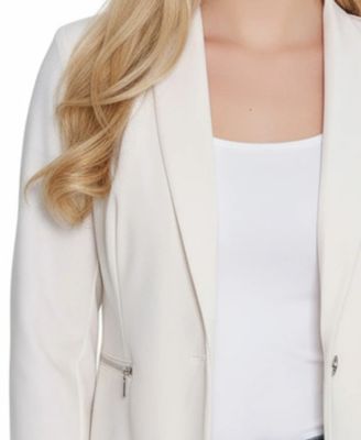 Petite Cropped Long Sleeve Crepe Jacket