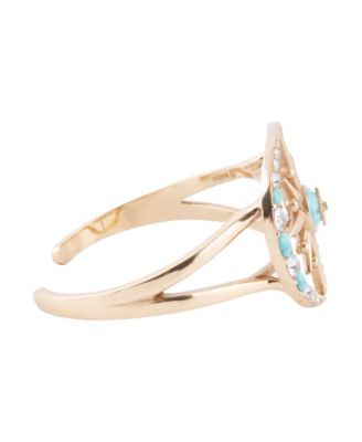 Celestial Blue Turquoise Golden Cuff Bracelet
