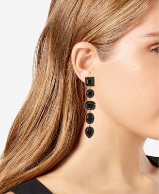 Rhinestone Gold-Tone Linear Clip Statement Earrings (Also Available in Silver-Tone)