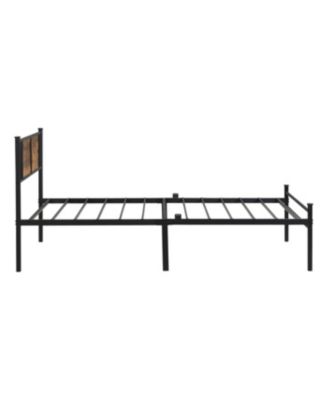 Twin XL Size metal bedframe, Headboard with wood panel decoration
