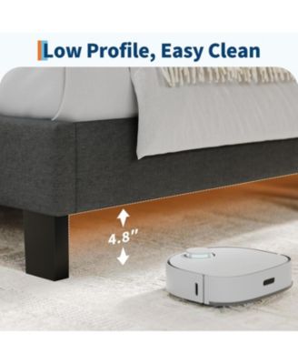 Size Platform Bed Frame with Adjustable Linen Upholstered Headboard, Wooden Slat Support, Heavy-Duty Mattress Foundation, No Box Spring Needed - Full