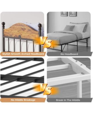 Metal Twin Bed Frame with Pop-Up Foldable Trundle, Sofa Bed with Stylish Headboard