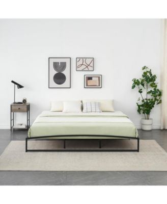 King Size 10 Inch Metal Platform Bed Frame Heavy Duty Slats Underbed Storage Noise-Free Non-Slip Black