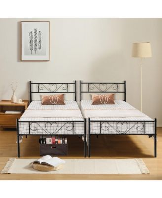 Twin XL Metal Platform Bed Frame Heavy-duty Steel Slat Support with Storage