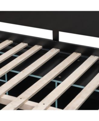 Full Size Wood Loft Bed with Desk, Wardrobe, Storage & RGB Lights