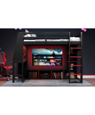 Streamdale Twin Gaming Loft Bed with Desk & Storage