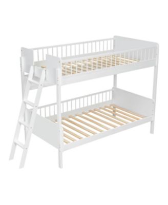 Streamdale Twin Size Wooden Bunk Bed with 3 Storage Shelves, White