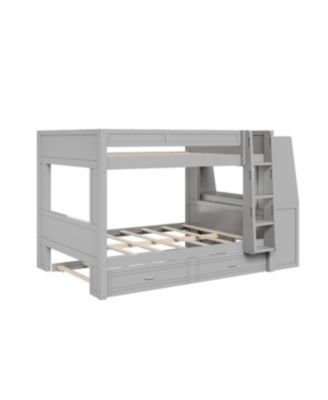 Streamdale Full size Multifunctional Bunk Bed with Desk and Bookshelves, Trundle, Gray