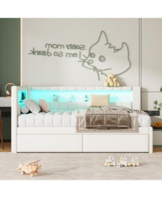 Twin Platform Bed w/ USB & LED 2 Drawers