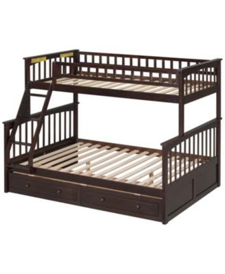 Twin over Full Bunk Bed with Drawers, Convertible Beds