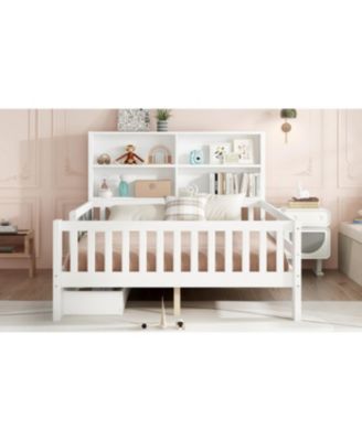  Full Platform Bed with Chalkboard, Storage, Shelves