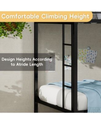 Multi-Functional Square Tube Iron Bunk Bed, Full-Size Upper/Lower, Robust Metal Frame
