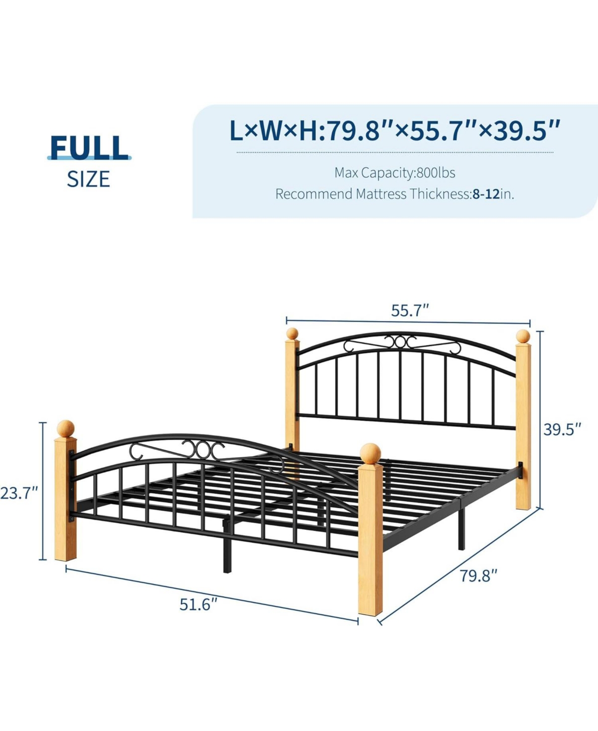 gaomon Metal Platform Bed Frame with Victorian Iron-Art Headboard & Footboard, Steel Slat Mattress Support, Storage-Friendly, No Box Spring Needed