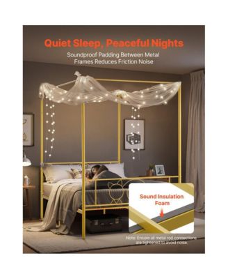 Canopy Bed with Metal Frame, Headboard, and Four Posters