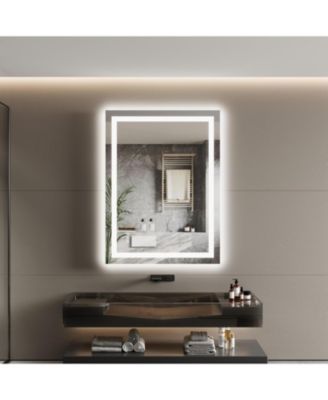 40x32 LED Lighted Anti-Fog Dimmable Bathroom Vanity Mirror with Front & Backlit for Wall