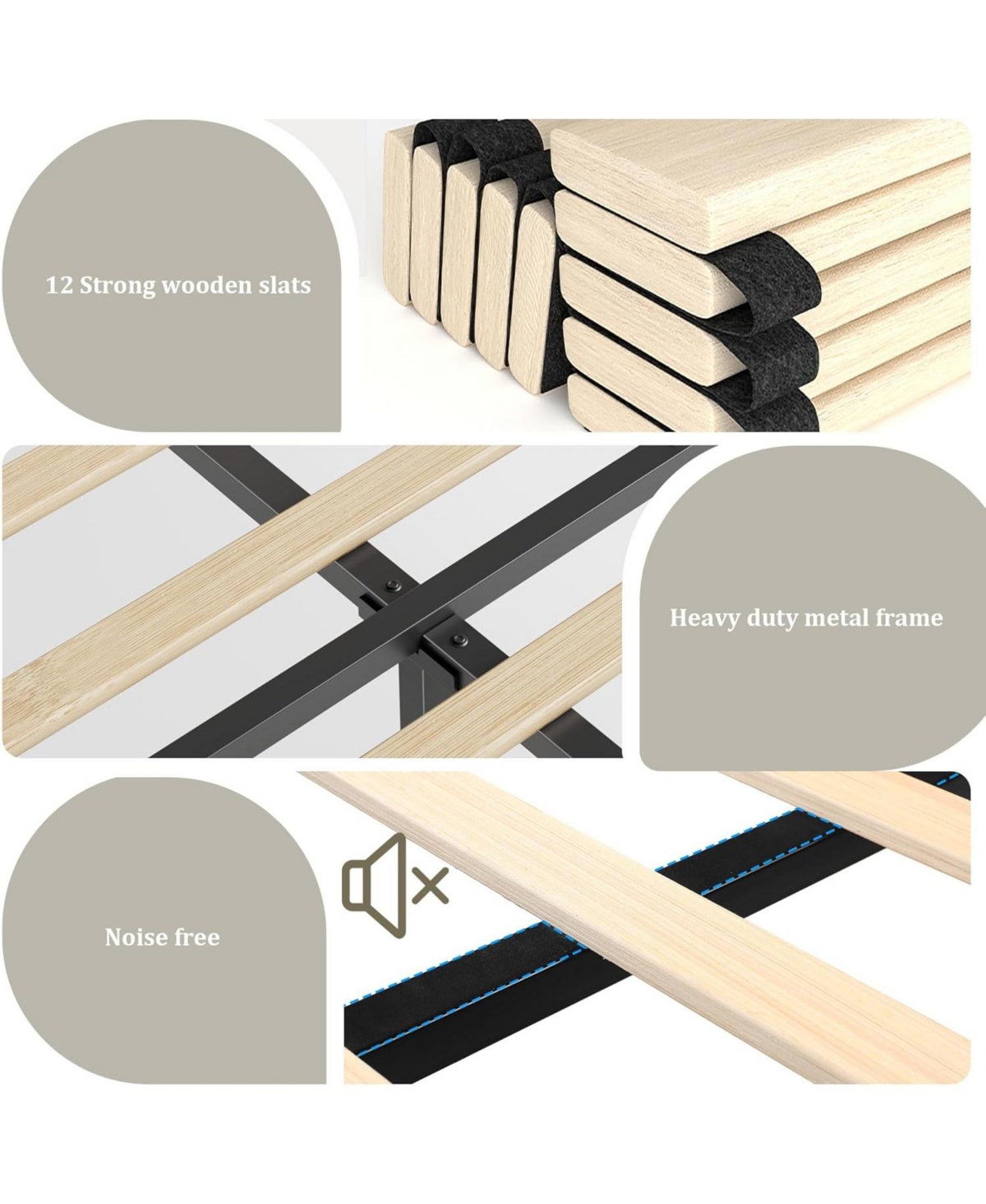 gaomon Queen Size Leather Bed Frame with 51" Tall Headboard, 4 Storage Drawers, Usb, Led Lights