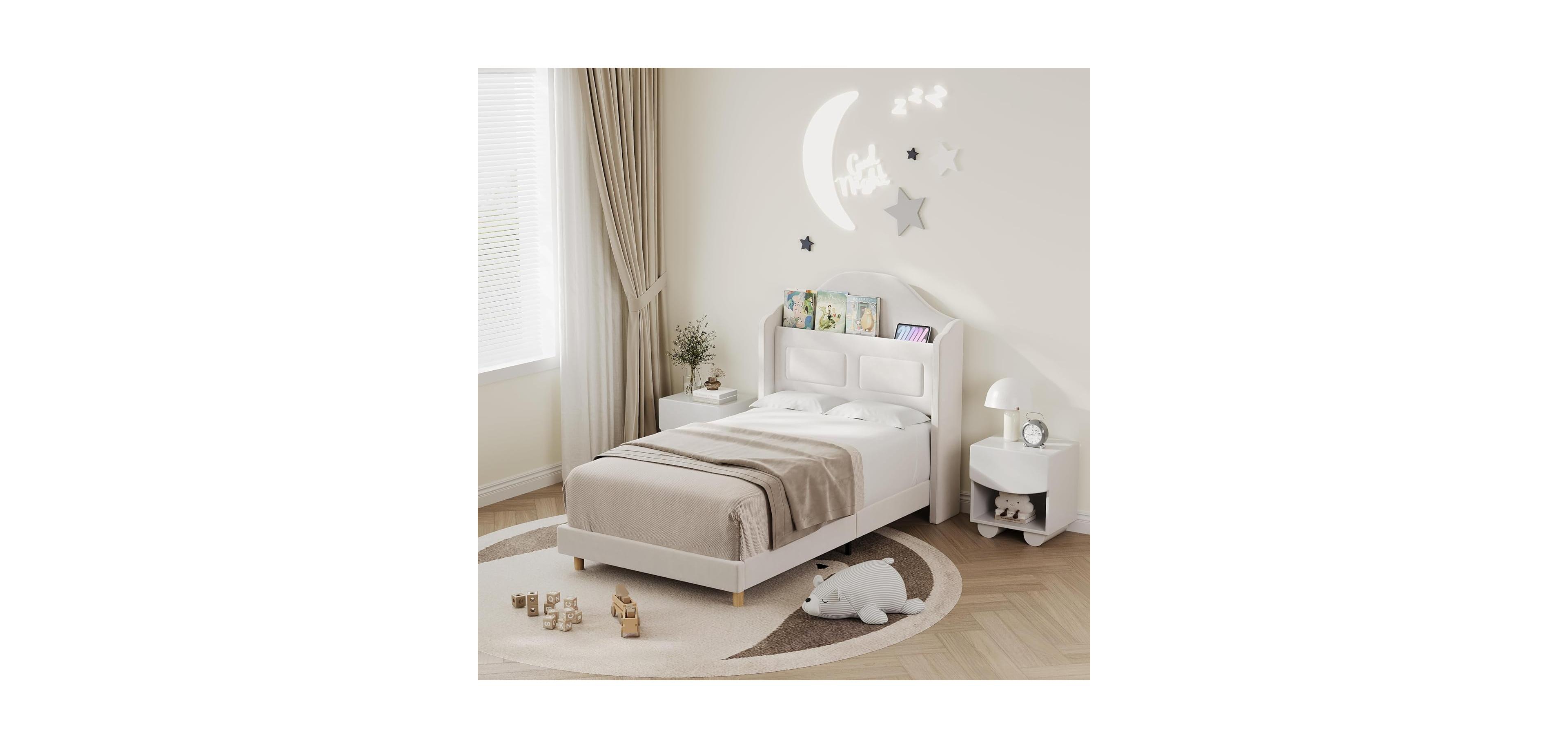 Easy Assembly Twin Size Bed Frame Space Saving, for Living Room, Guest Room