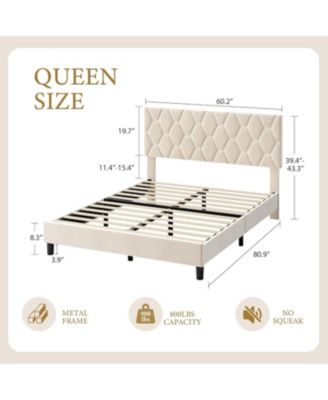 Easy Assembly Queen Platform Bed Frame Heavy-Duty Platform Bed Frame Space Saving, for Living Room, Guest Room