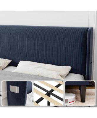 Easy Assembly King Size Bed Frame Upholstered Platform Bed Space Saving, for Living Room, Guest Room