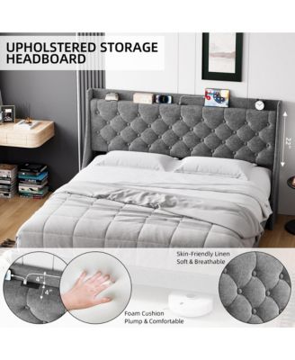 Easy Assembly King Size Upholstered Bed Frame Space Saving, for Living Room, Guest Room
