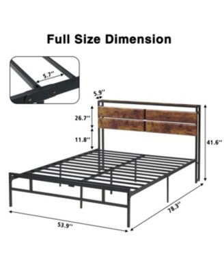 Full Size Bed Frame, Upholstered Platform with Overhead Placement Space