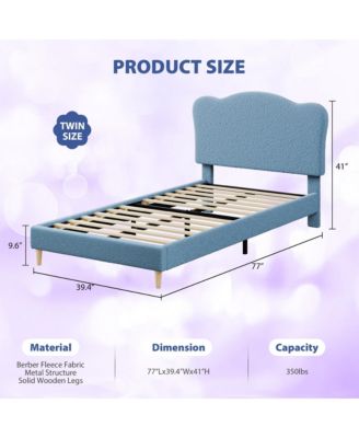 Twin Size Bed Frame for Kids with Scallop Headboard