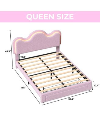 Queen Bed Frames Lamb Velvet Twin Beds Cute Platform Bed Frame for Girls, Boys,Sturdy Platform Bed