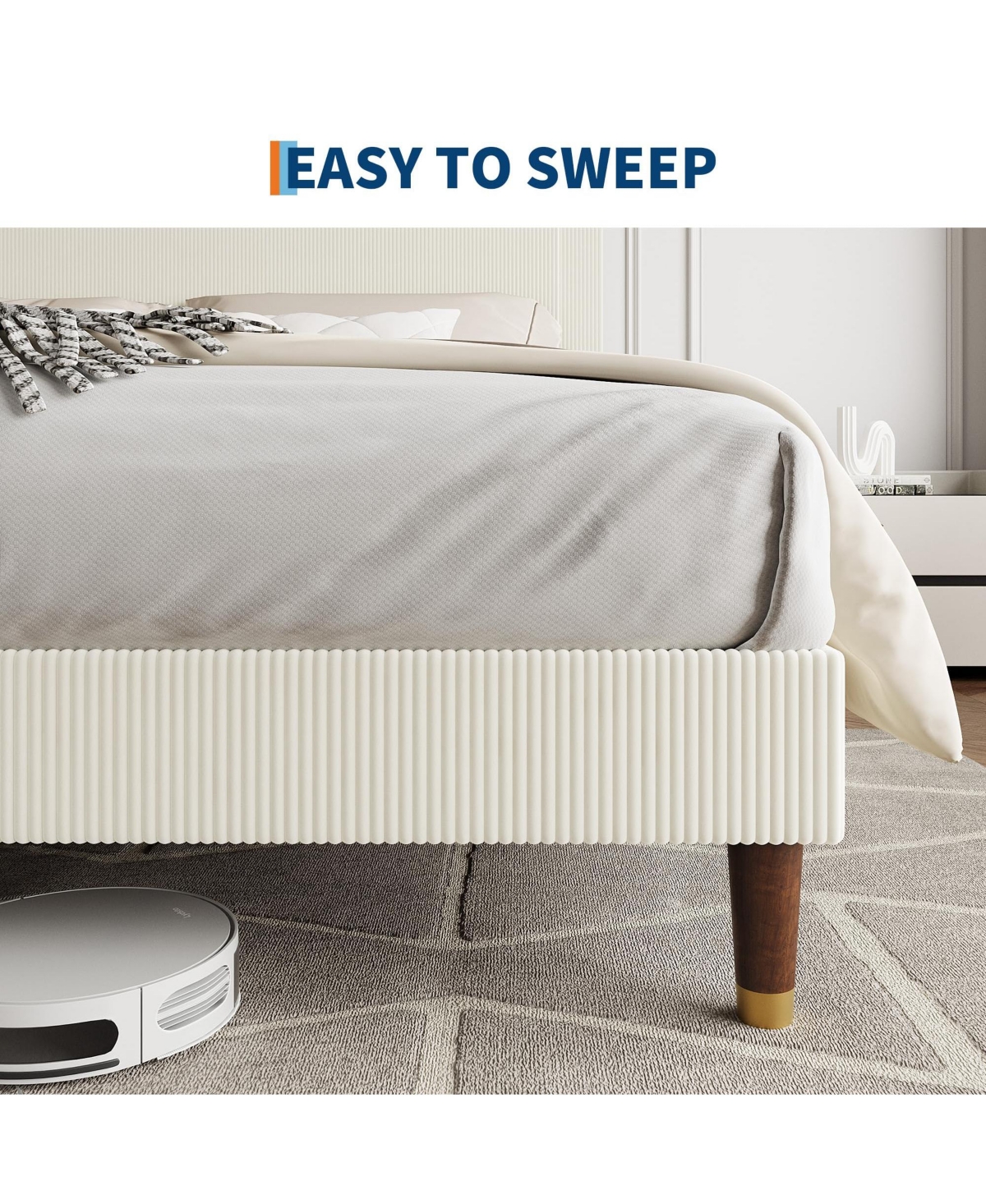gaomon Full Bed Frame Upholstered Platform Bed with Fabric Headboard, Non-Slip and Noise-Free
