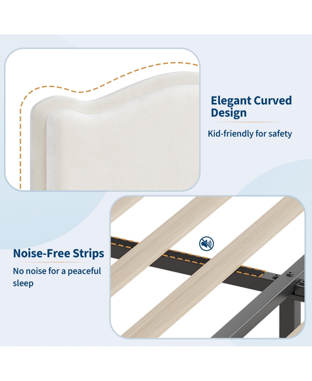 Gaomon Upholstered Twin Bed Frame with Storage Drawer & Scallop Headboard