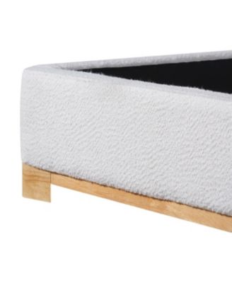 King Size Boucle Upholstered Curved Headboard Bed Frame, White