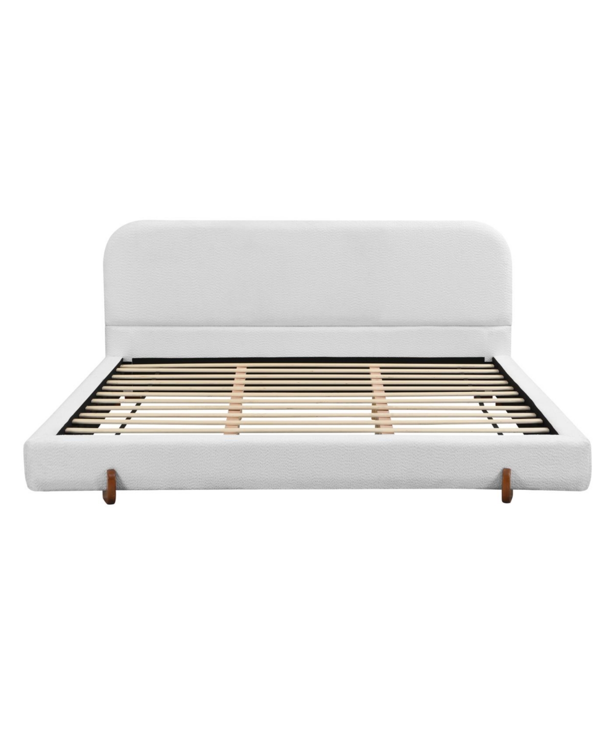 Streamdale Unique Design, Velvet and Solid Wood Legs Upholstered Bed Frame, King