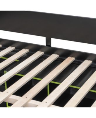 Full Size Wood Loft Bed with Desk, Wardrobe, Storage & RGB Lights