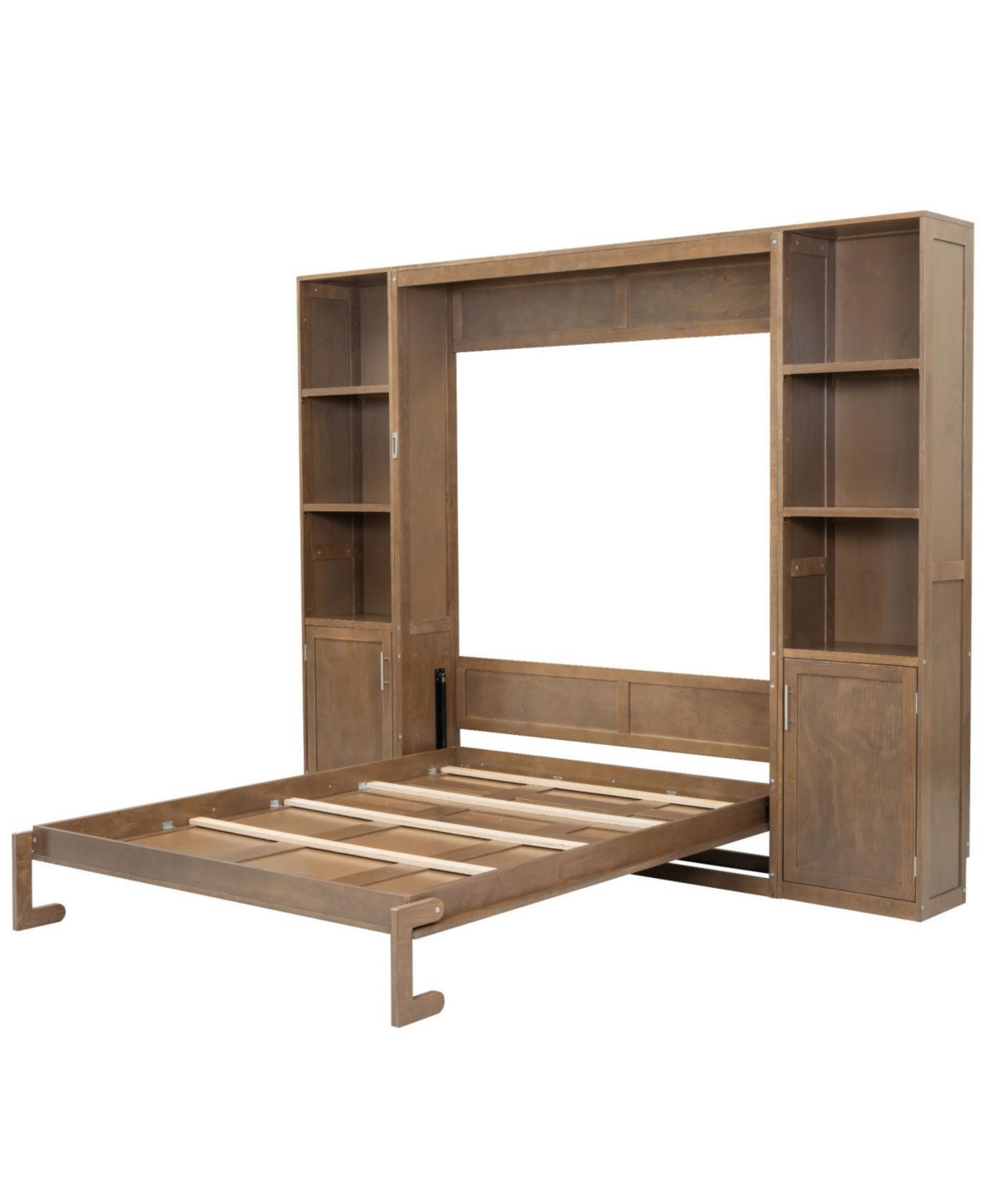 Streamdale Furniture Queen size wooden Murphy Bed with Storage Shelves & Cabinets