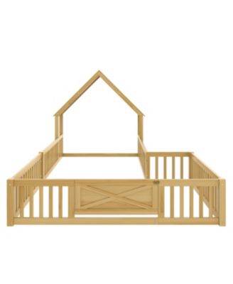 Full Size House Floor Bed with Door