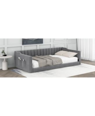 Streamdale Twin XL Size Upholstery Daybed and Side Storage pocket,Gray